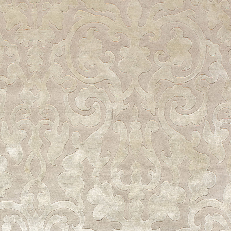 Ikat Area Rug in Ivory/White, Rectangle 6' x 9'