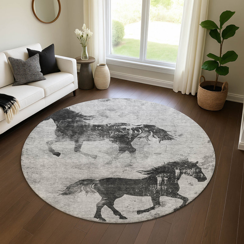 Premium Machine Washable Varroville AMF1717 Animal Rug, Round 8'