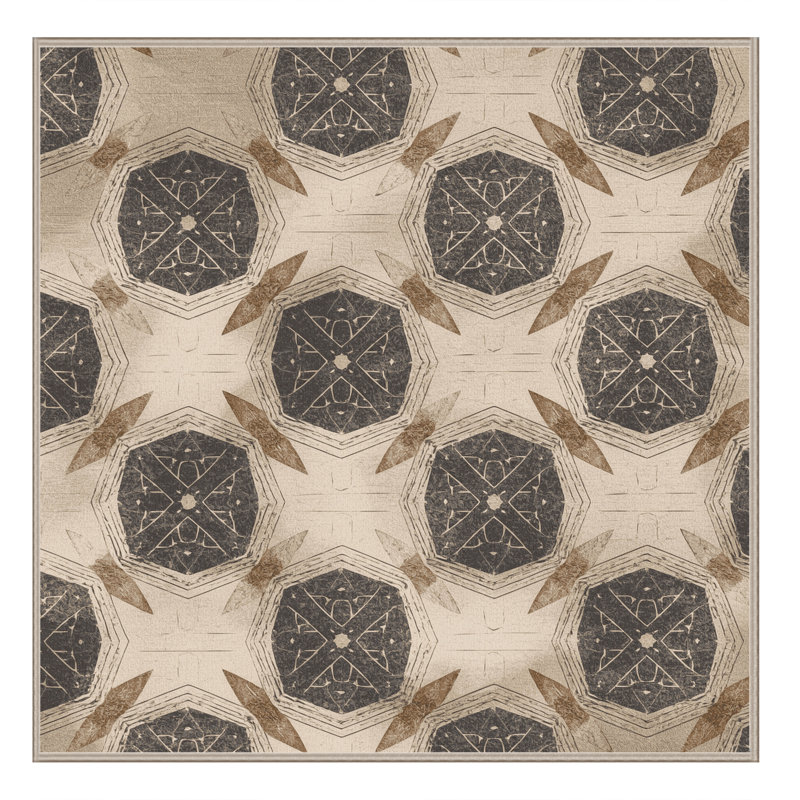 Machine Washable Roslindale Global Inspired Moroccan Rug in Beige – Beige Binding, 4' Square