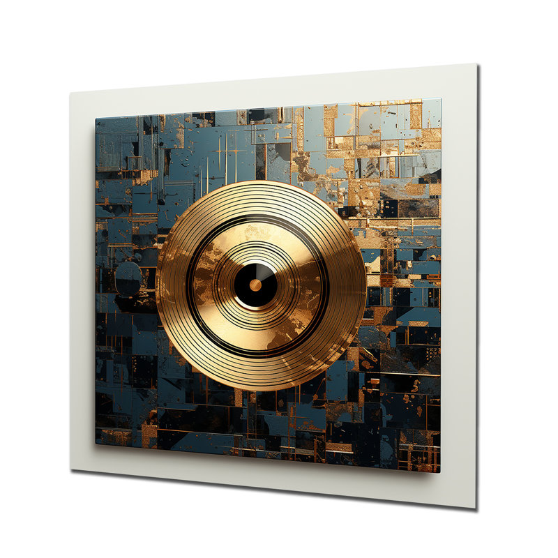 Disque vinyle doré et gris Melody I - Disques vinyle, art mural en métal, H 29 po x l 29 po