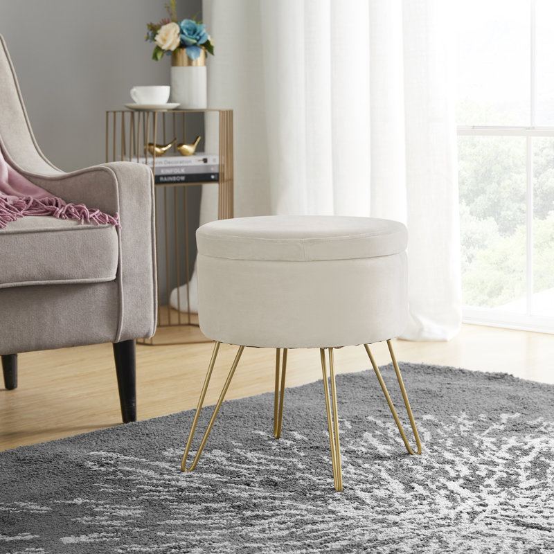 Wolfeboro Velvet Ottoman, Cream