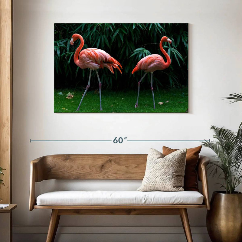 Two Sassy Flamingos, 30" H x 45" W