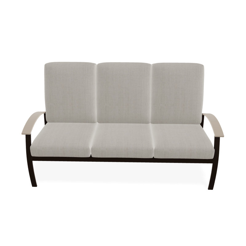 Belle Isle Outdoor 3 - Seat Patio Sofa, Textured Kona, Cabana Classic Black Stripe Sunbrella®