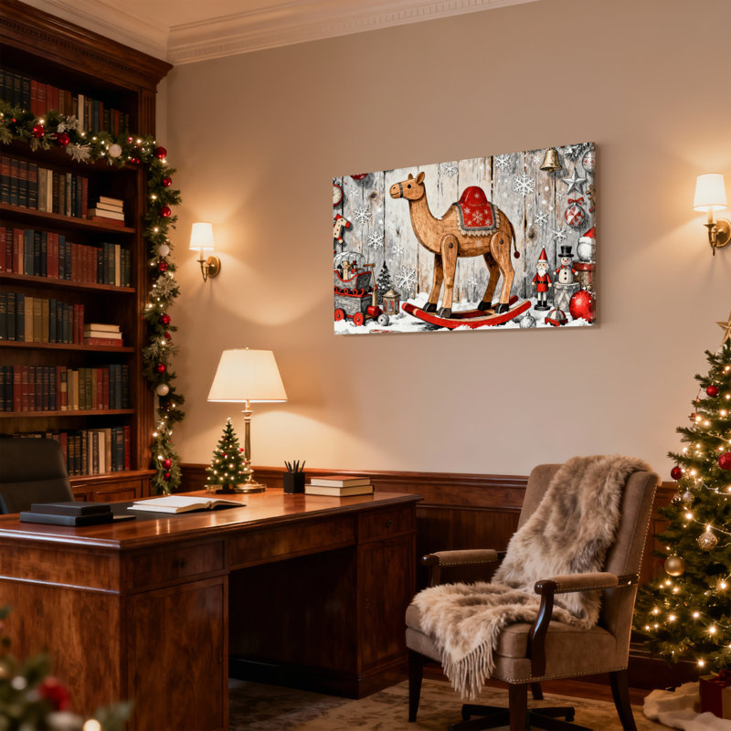 Ensemble de 3 décorations murales en forme de cheval à bascule en bois de Noël, H 20 po x l 30 po