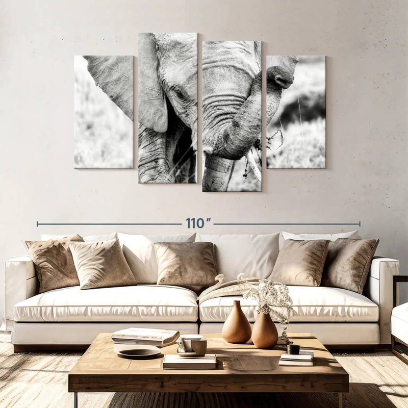 Brampt Kenyan Baby Elephant, 54'' H x 84'' W