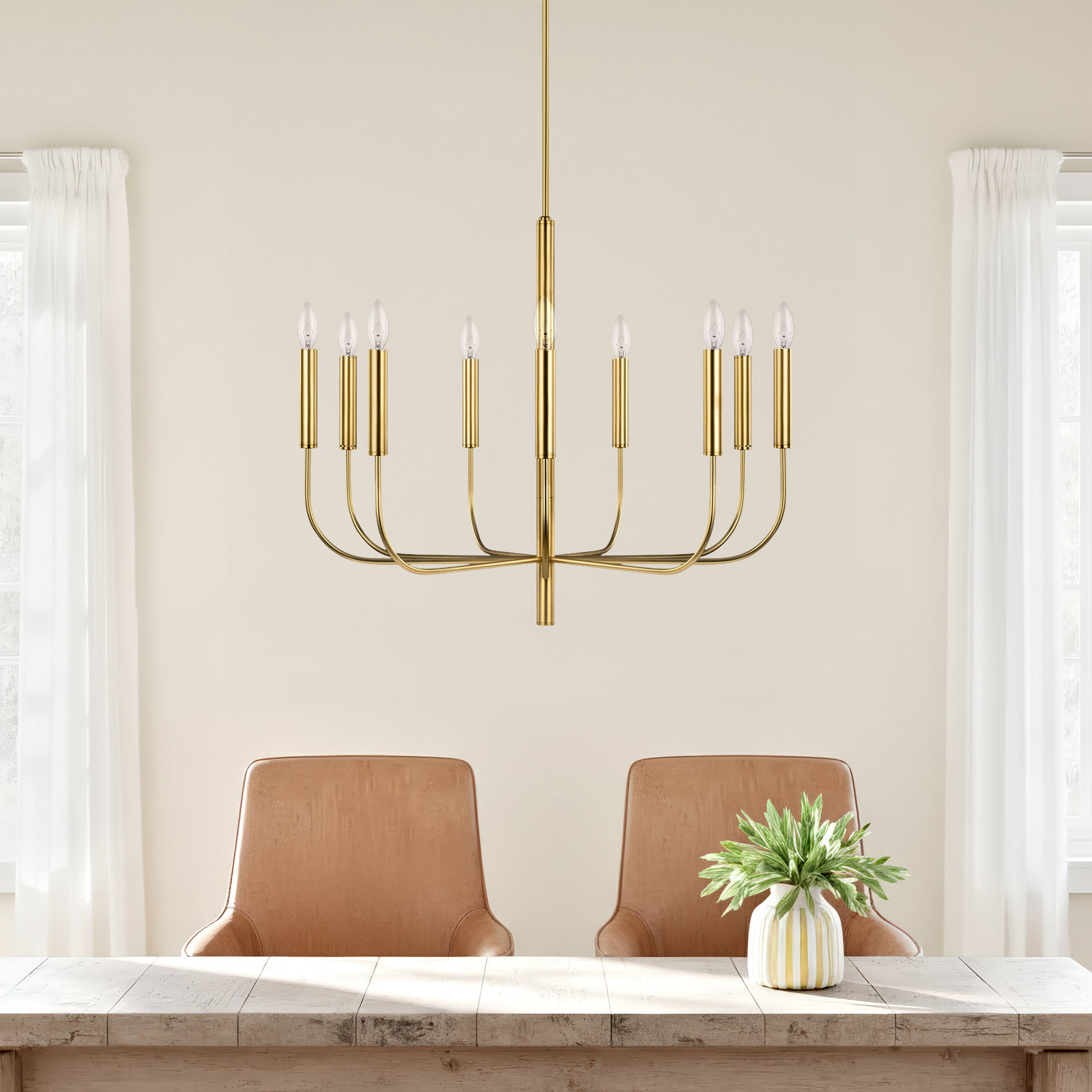 Tedder 9-Light Chandelier, Burnished Brass
