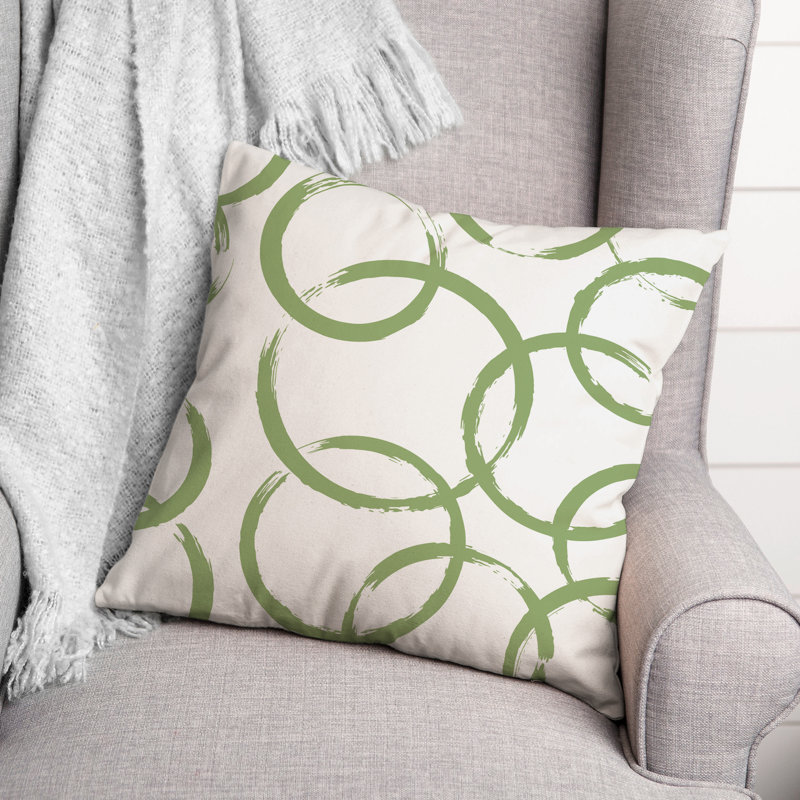 Geometric Outdoor Reversible Throw Pillow, Green