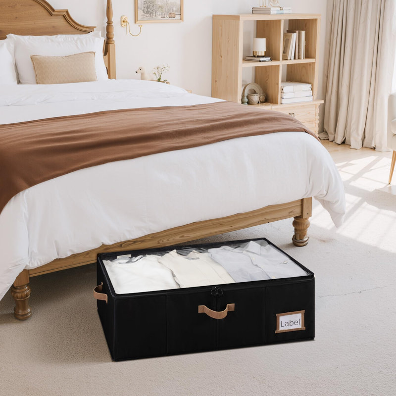 Bacs de rangement sous le lit, contenants de rangement sous le lit de 10 po avec couvercle, organisateur de vêtements 77 L pour la literie, couvertures, chandails, chaussures, paquet de 2, noir