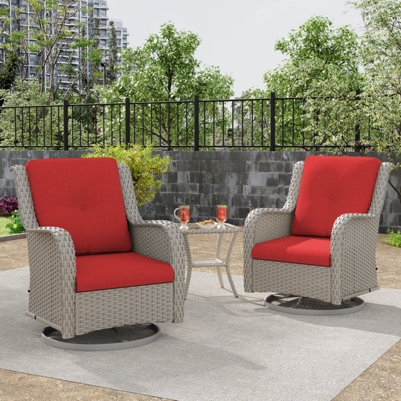 Ensemble de conversation pour patio en osier 2 personnes avec chaises et table, Rouge