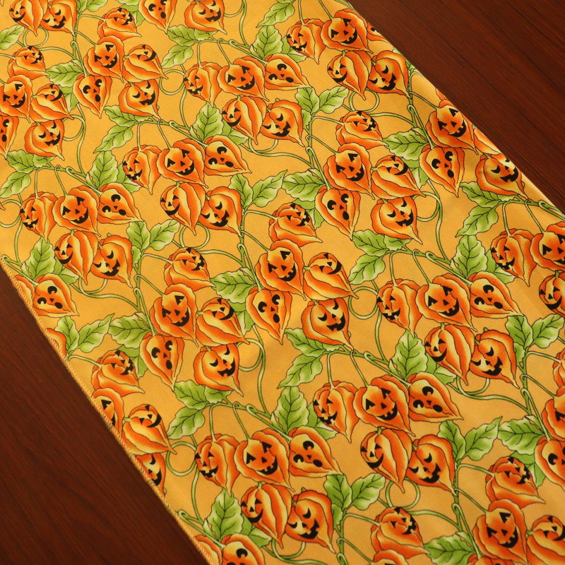 8_Spooky Pumpkins Halloween Table Runner, 120" L x 12" W, Orange