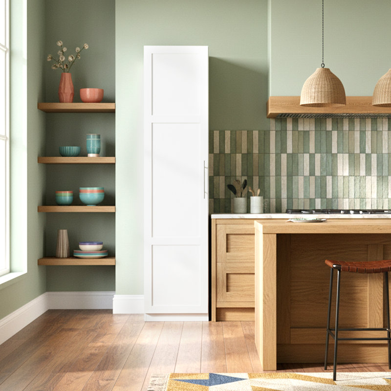 Stackable Wall-Mounted Pantry Cabinet with Adjustable Shelves and Doors