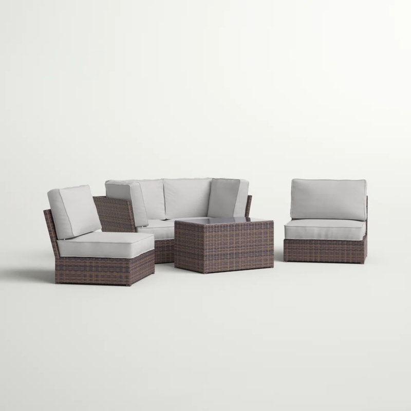 Fully Assembled Outdoor Wicker Sofa Set With Cushions – Seats 4