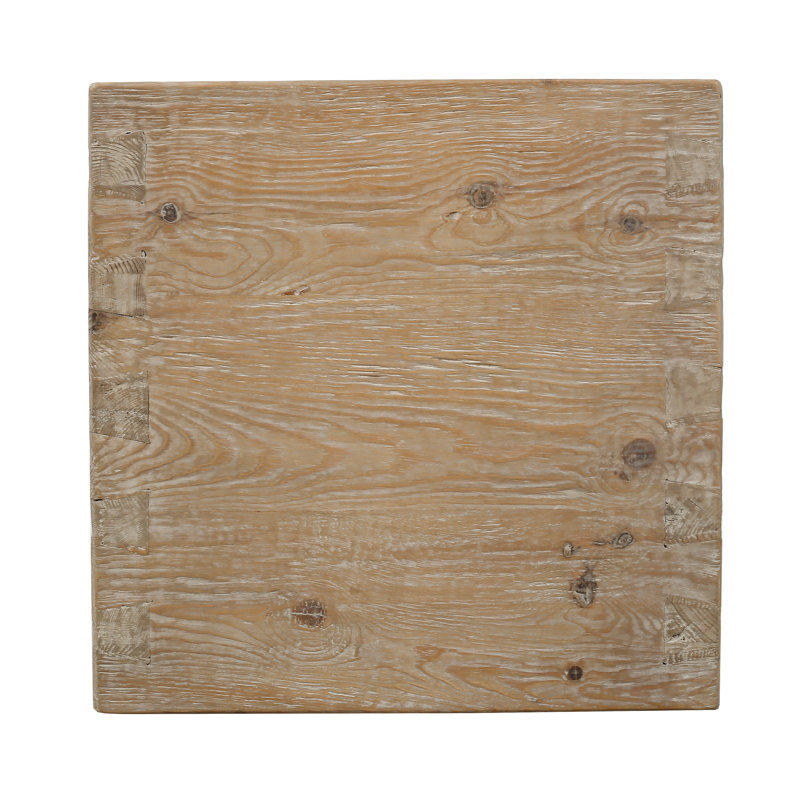 Weathered Wash Solid Wood Rectangular End Table with Storage