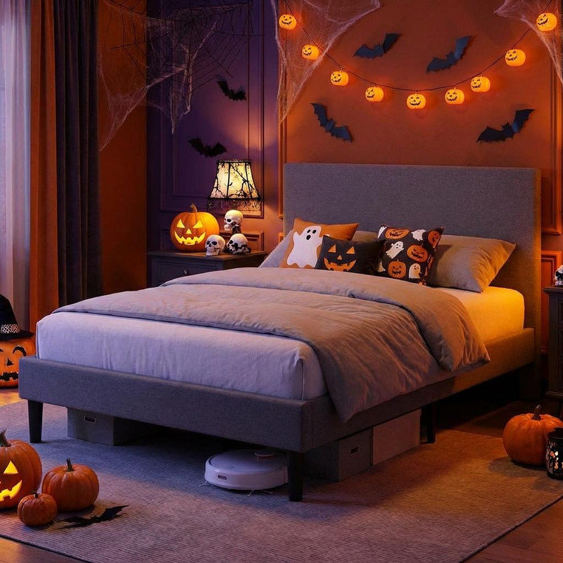 Bed, Grey, Queen