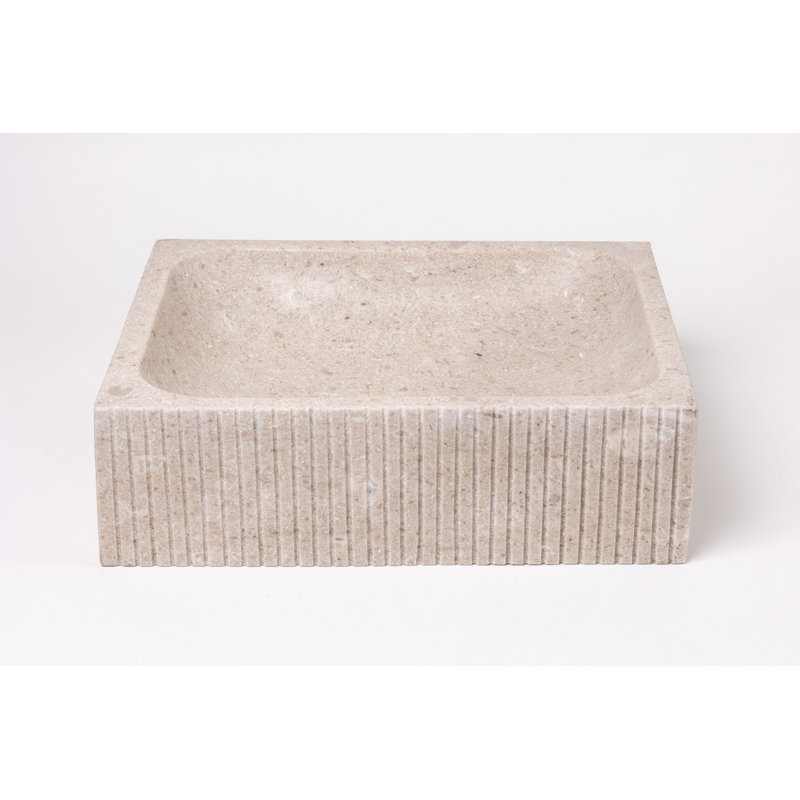 Natural Stone Vessel Bathroom Sink Rectangular Fluted Marble