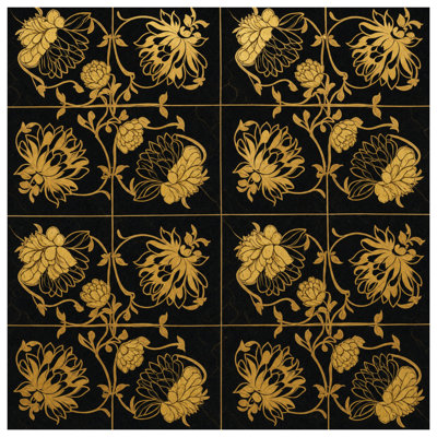 Tapisserie murale à motif floral doré - décoration murale florale