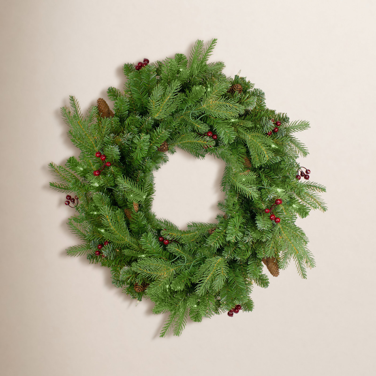 24" Berry Pre-Lit Wreath