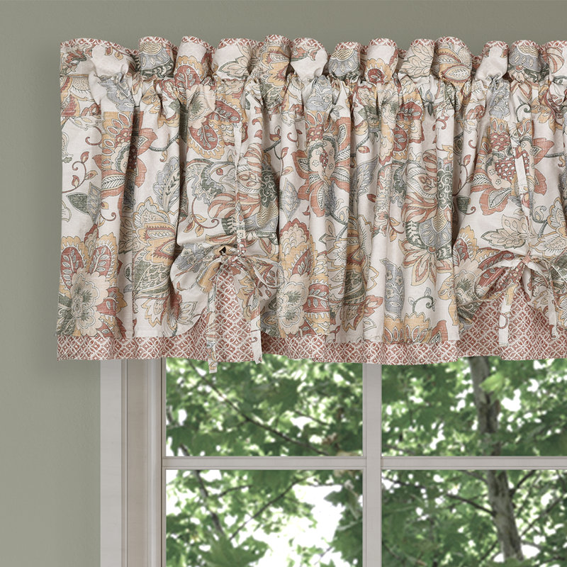 Janessa Coral and Gold Patterned Window Valance