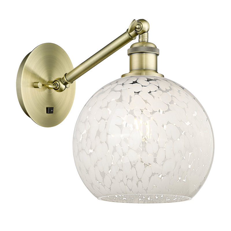Applique murale 1 lumière Ballston White Mouchette, H 10 po x l 8 po x P 13 po, Laiton antique