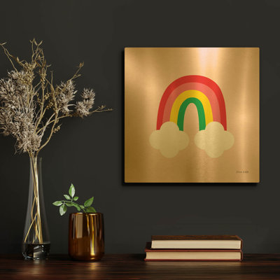 «Bright Rainbow II» par Ann Kelle, art mural en métal doré, 12 po x 12 po