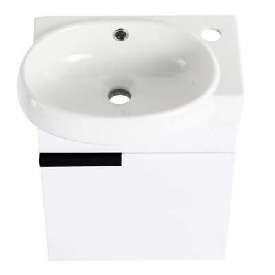Meuble-lavabo à fermeture en douceur avec lavabo, 16 pouces pour petite salle de bain