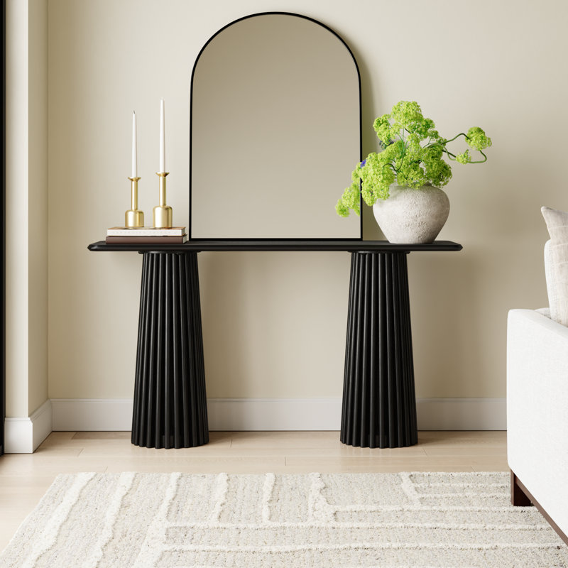 Roanne 55'' Solid Wood Console Table, Black