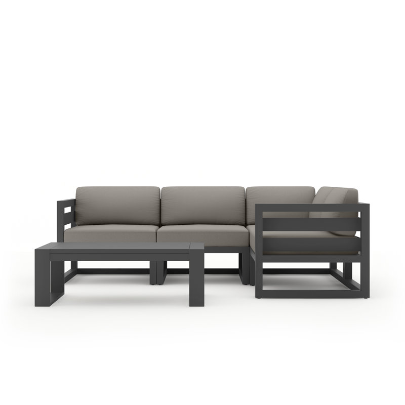 Avion 5 Piece Sectional Set - Black, Canvas Charcoal Sunbrella® Canvas, Slate
