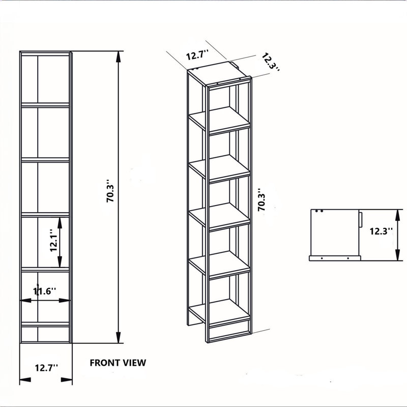 Bibliothèque en métal Sherwin H 70,28 "x l 12,68"