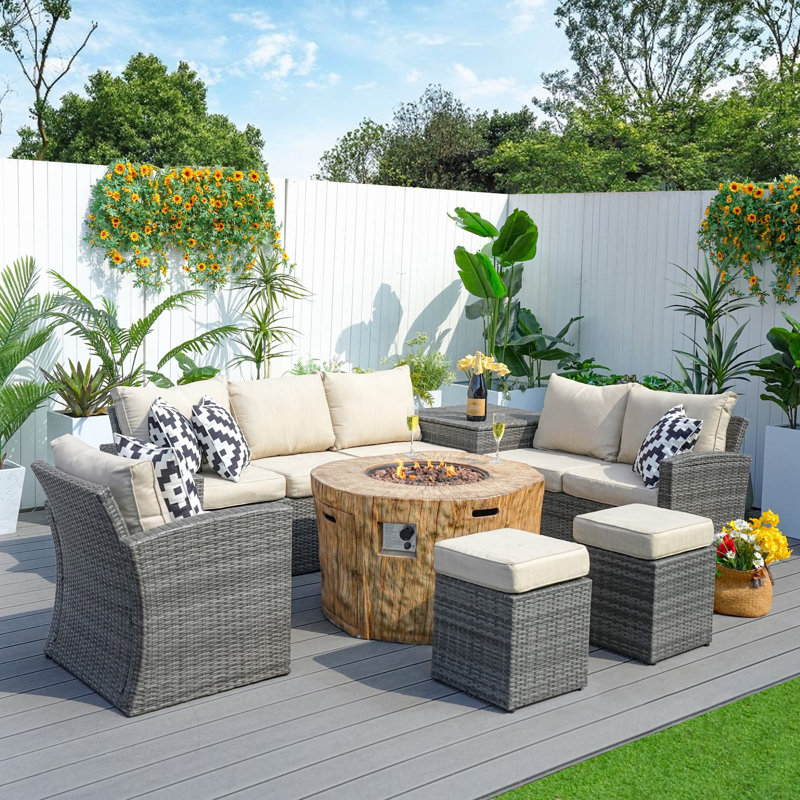 8 - Person Patio Conversation Set with Cushions