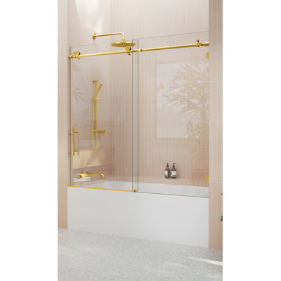 Eclipse 52 - 56 in. x 60 in. Fully Frameless Sliding Bathtub Door