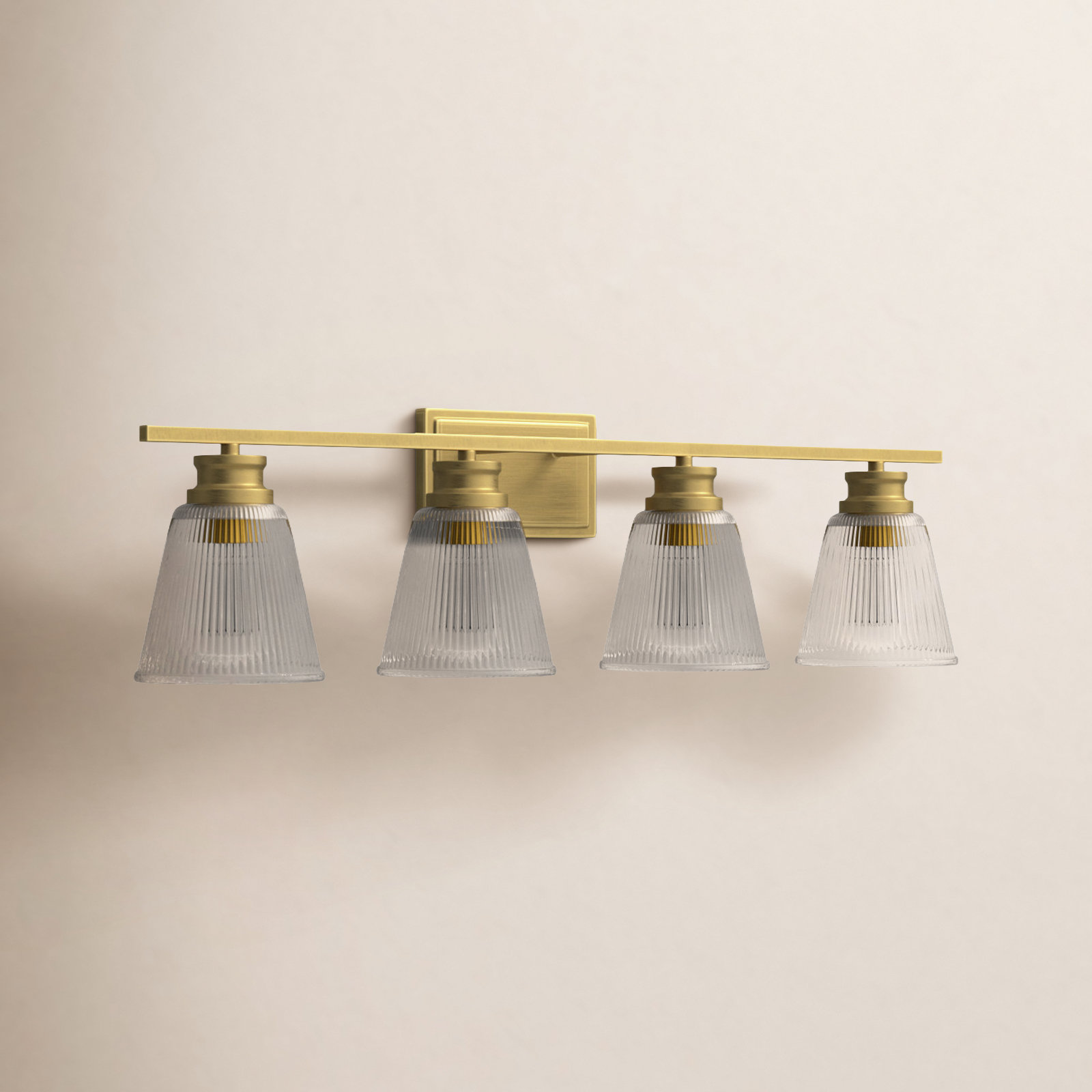 Odis 4 Light Dimmable Vanity Light, Natural Brass