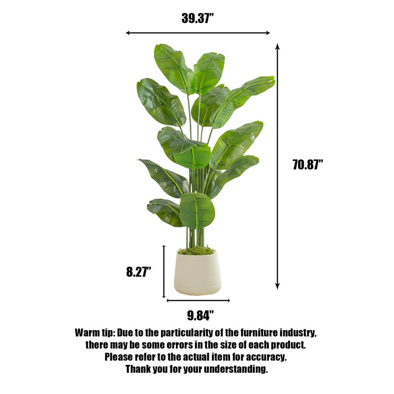 Simulation de banane grande plante verte, H 70,87 po x l 39,37 po x P 39,37 po