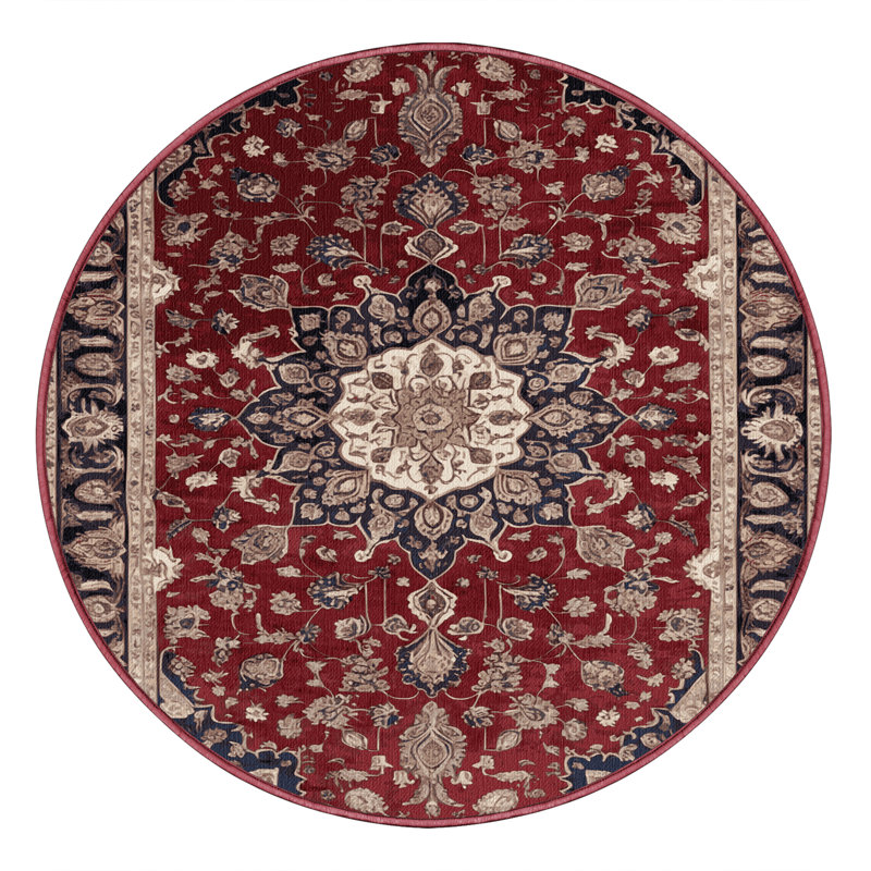 Tapis brun lavable à la machine, Rond 7 pi
