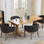 Chaises de salle à manger rembourrées modernes avec accoudoirs, chaises d'appoint en lin avec structure en bois franc naturel-1653663142