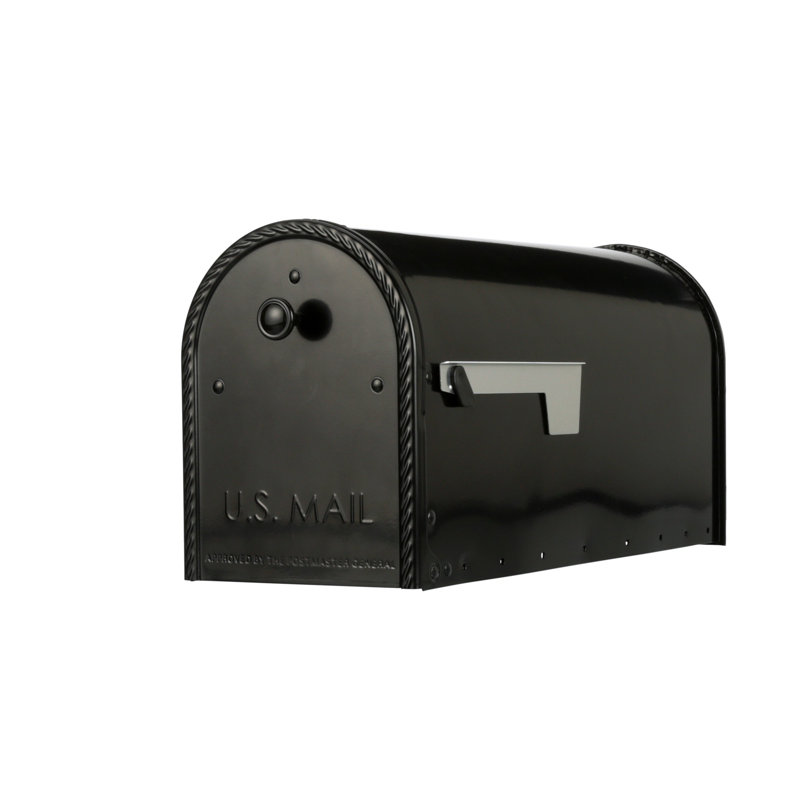 Edwards Steel Post Mounted Mailbox with Magnetic Closure, Black