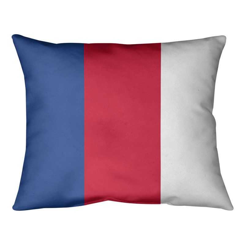 Coussin Detroit, 20 po x 20 po, Bleu royal / rouge / blanc, Housse de coussin seulement - sans coussin
