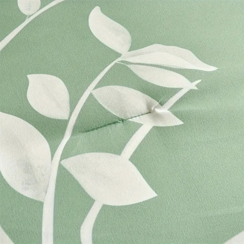 7 pièces courtepointe à motif de fleurs et de plantes vertes et literie respirante douce et confortable, parfaite pour toute chambre à coucher ou chambre d'amis (1 courtepointe + 1 drap plat + 1 drap-housse + 1 taie d'oreiller sans bourre)
