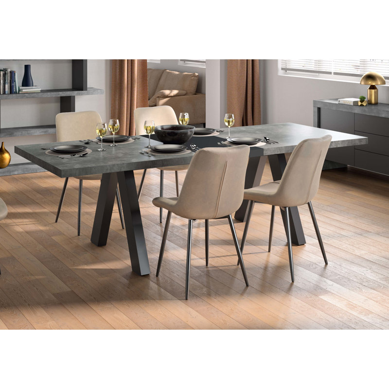 Leana Extendable Dining Table, Concrete/Black