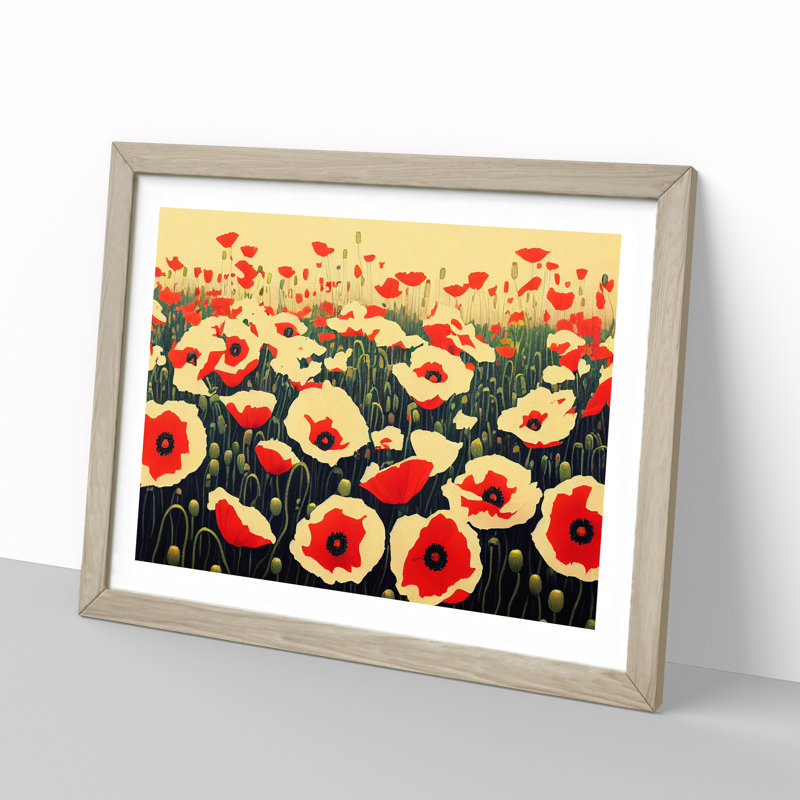 Evolving Poppy Flowers - Framed Print, 25cm H x 34cm W x 2cm D, Oak