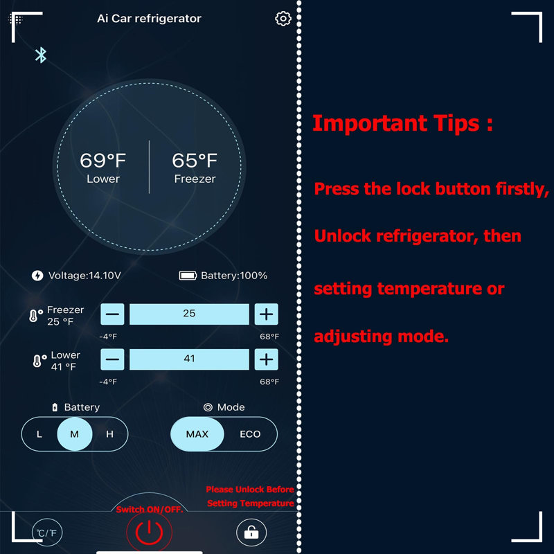 Dual Zone Car Freezer with APP Control, 48QT Portable Refrigerator for RV/Camping, -4°F to 68°F Cooling, Dual Voltage (12V/24V DC & 110-240V AC)