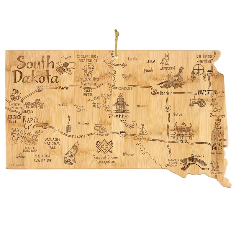 Totally Bamboo State Destination Series Bamboo South Dakota Cutting Board