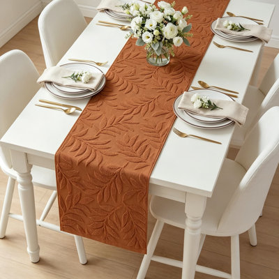 Cotton Jacquard Table Runner With Leaf Pattern, Soft And Durable Table Decor For Dining Room, Kitchen, Parties, And Holiday Celebrations