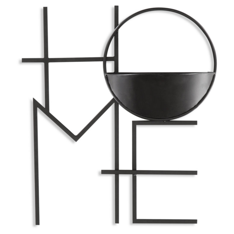Contemporary Black Metal 'Home' Wall Planter for Indoor/Outdoor