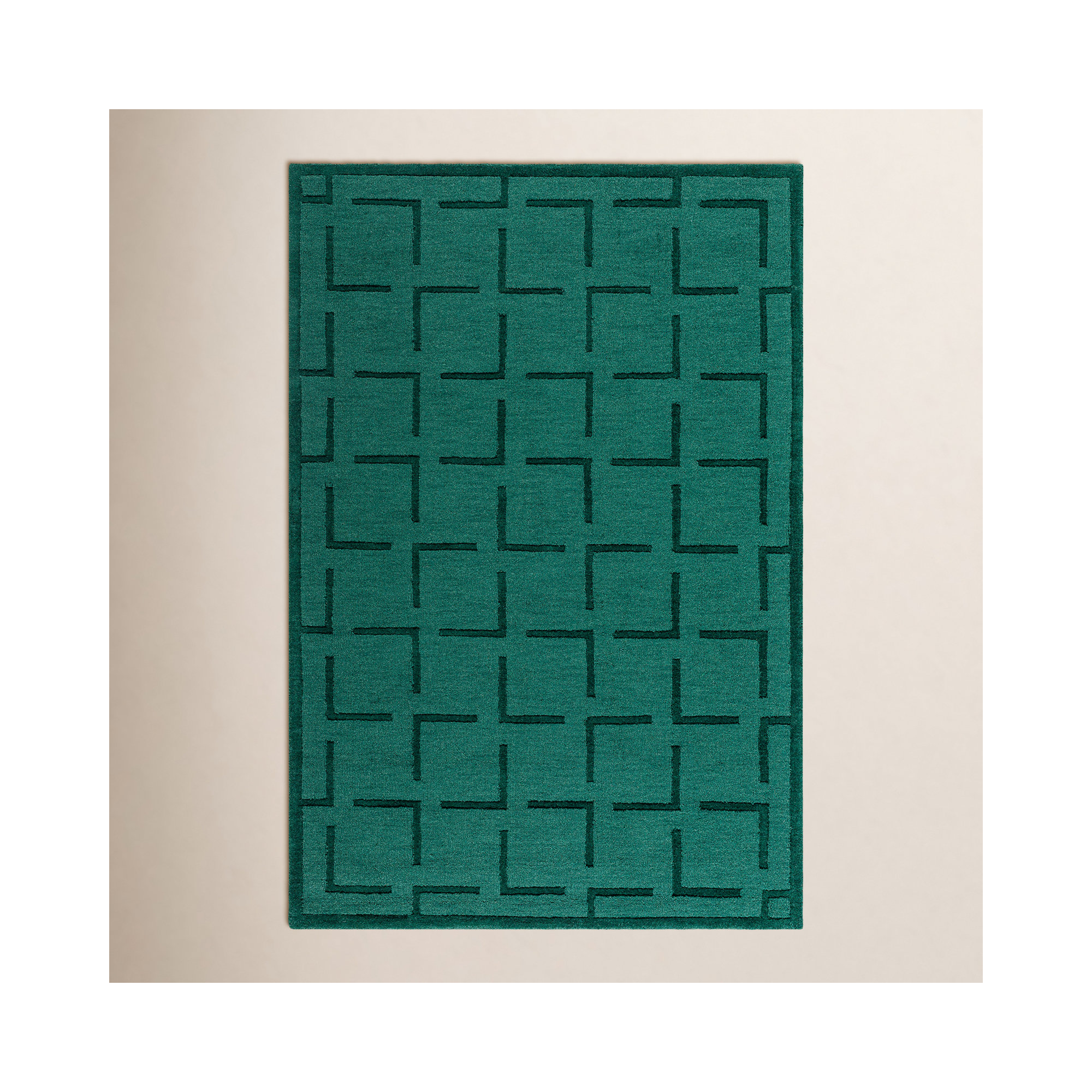 Loretto Hand Loomed Wool Green Rug, Rectangle 9' x 12'