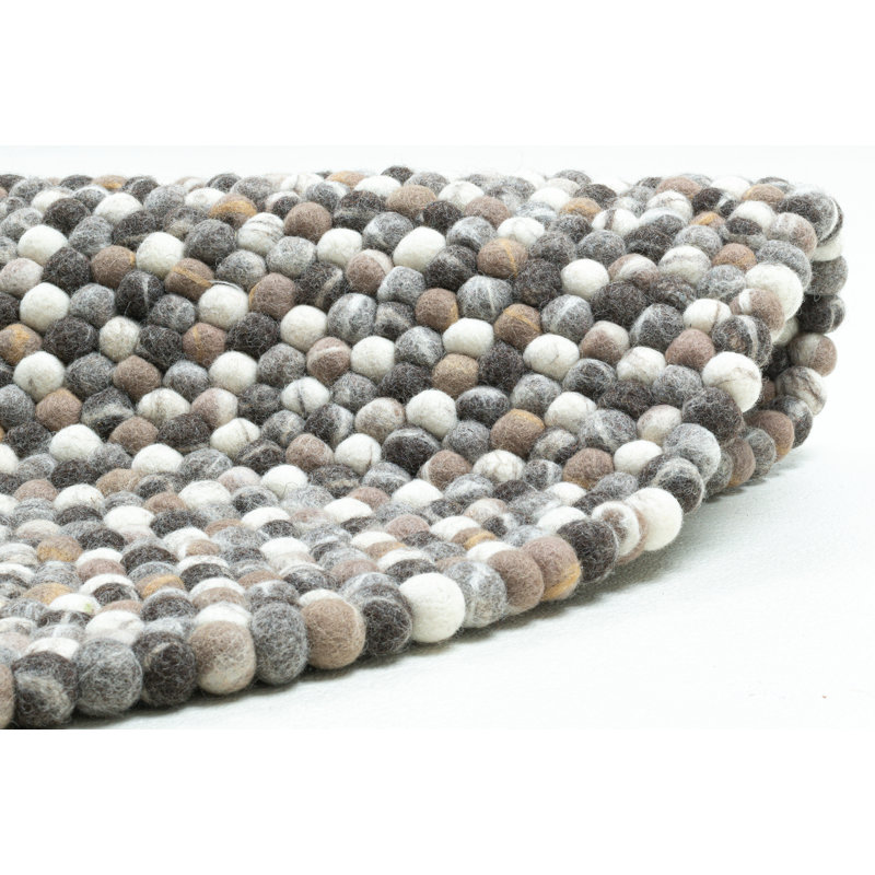 Lauge Hand Woven Wool Beige/Grey Indoor Rug, Round 120cm