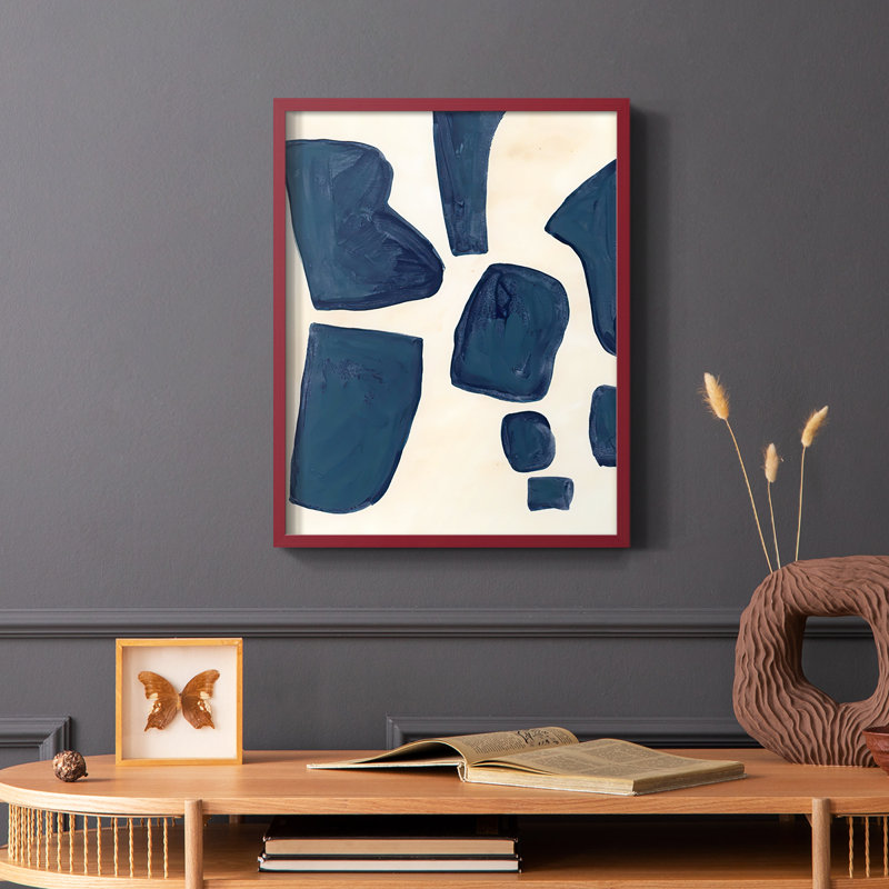 «Blue P pièces I», reproduction encadrée - bois massif, Rouge, H 10 po x l 8 po