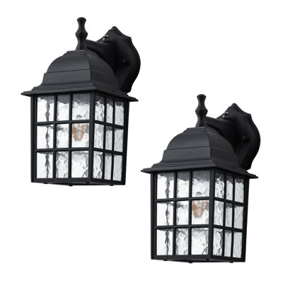  2 Pack Dusk To Dawn Outdoor Wall Sconce Light With Water Glass Shade