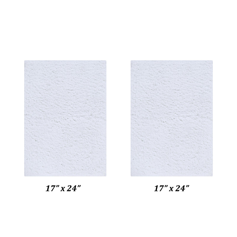 White Micro Plush Polyester 2 Piece Bathroom Rug Set