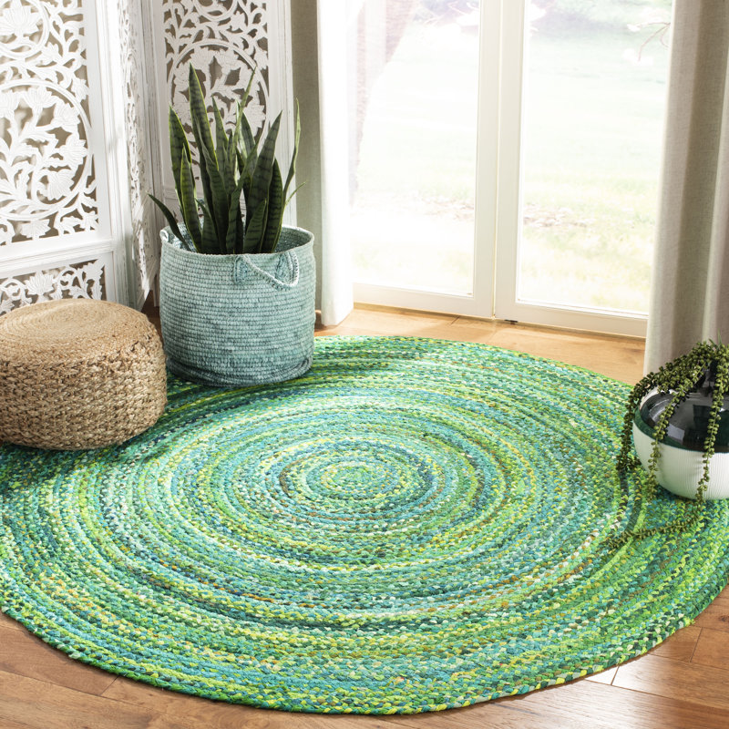 Cotton Hand Woven Area Rug, Round 183 cm