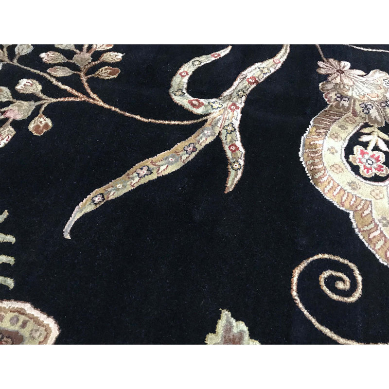 Dharma Floral Area Rug in Black/Beige
